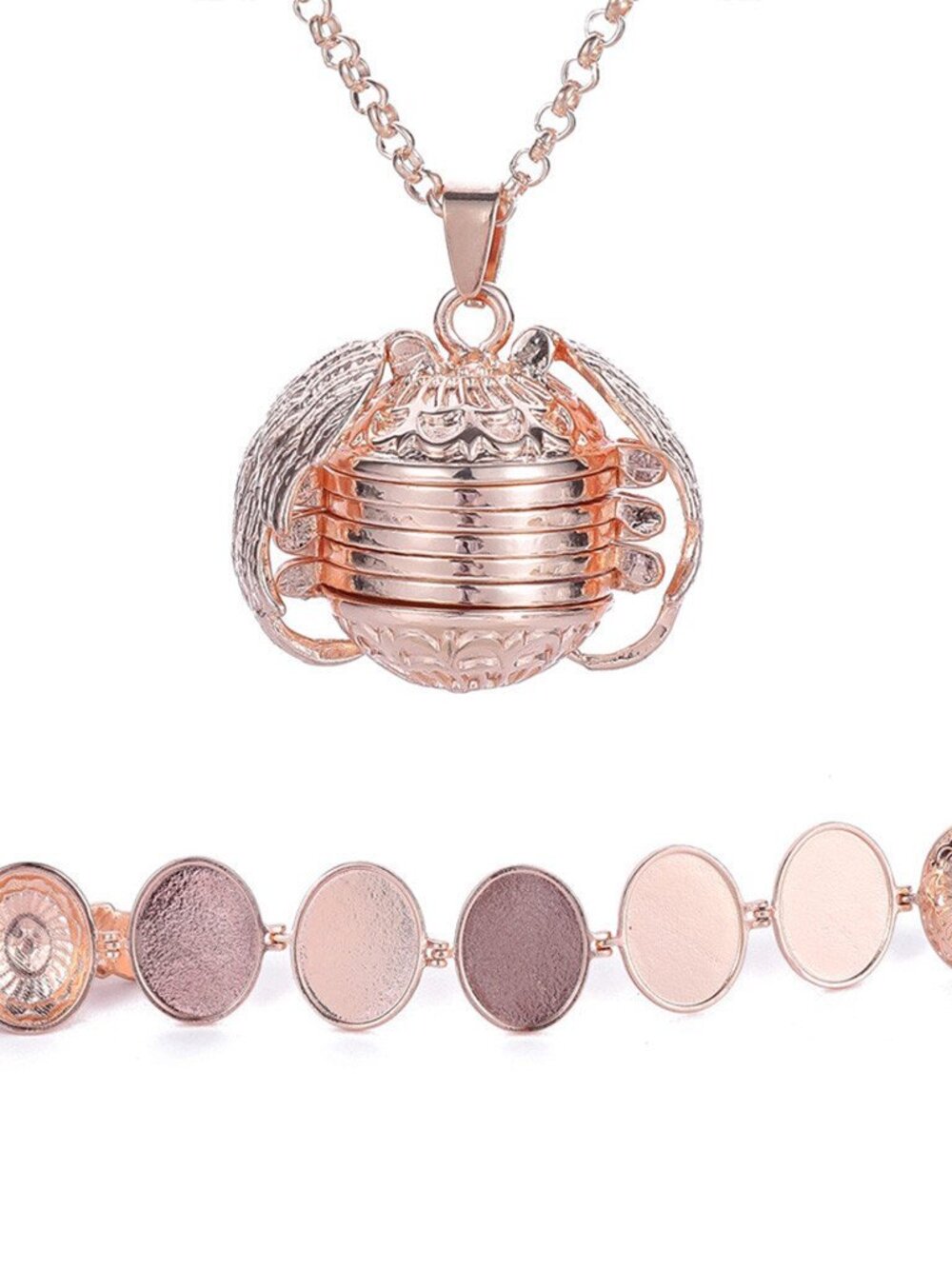 Rose Gold Picture Locket Necklace Hidden Photo Pendant Memory Keepsake Gift